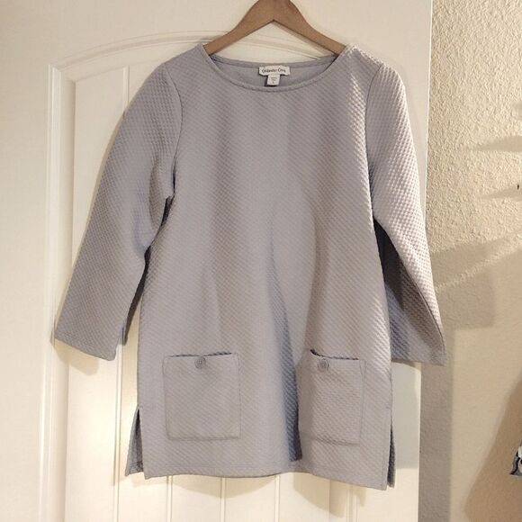 Coldwater Creek Women's Size Small Silver Gray Quilted Flowy Waffle Tunic Top - Picture 6 of 8